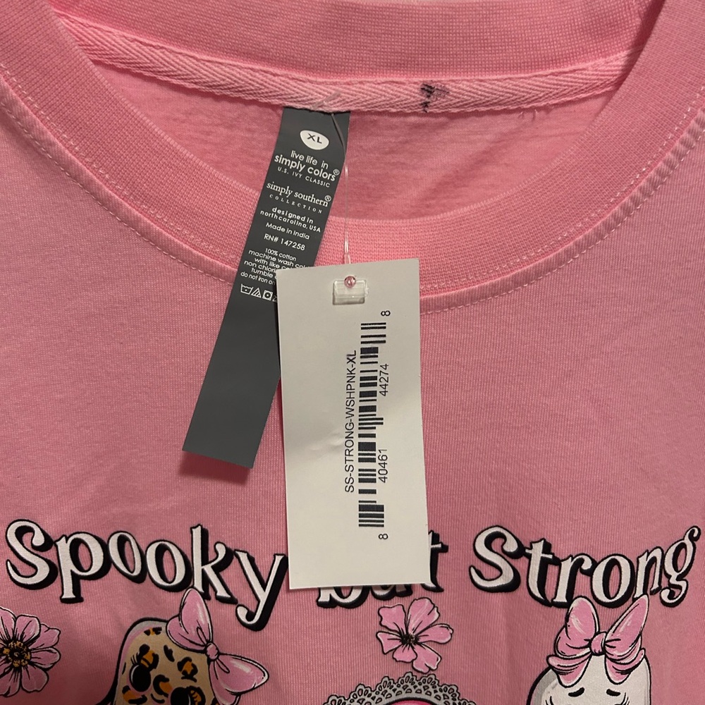 Simply Southern NWT Spooky Strong Ghost Cheetah Print Breast Cancer Awareness XL - Picture 4 of 6